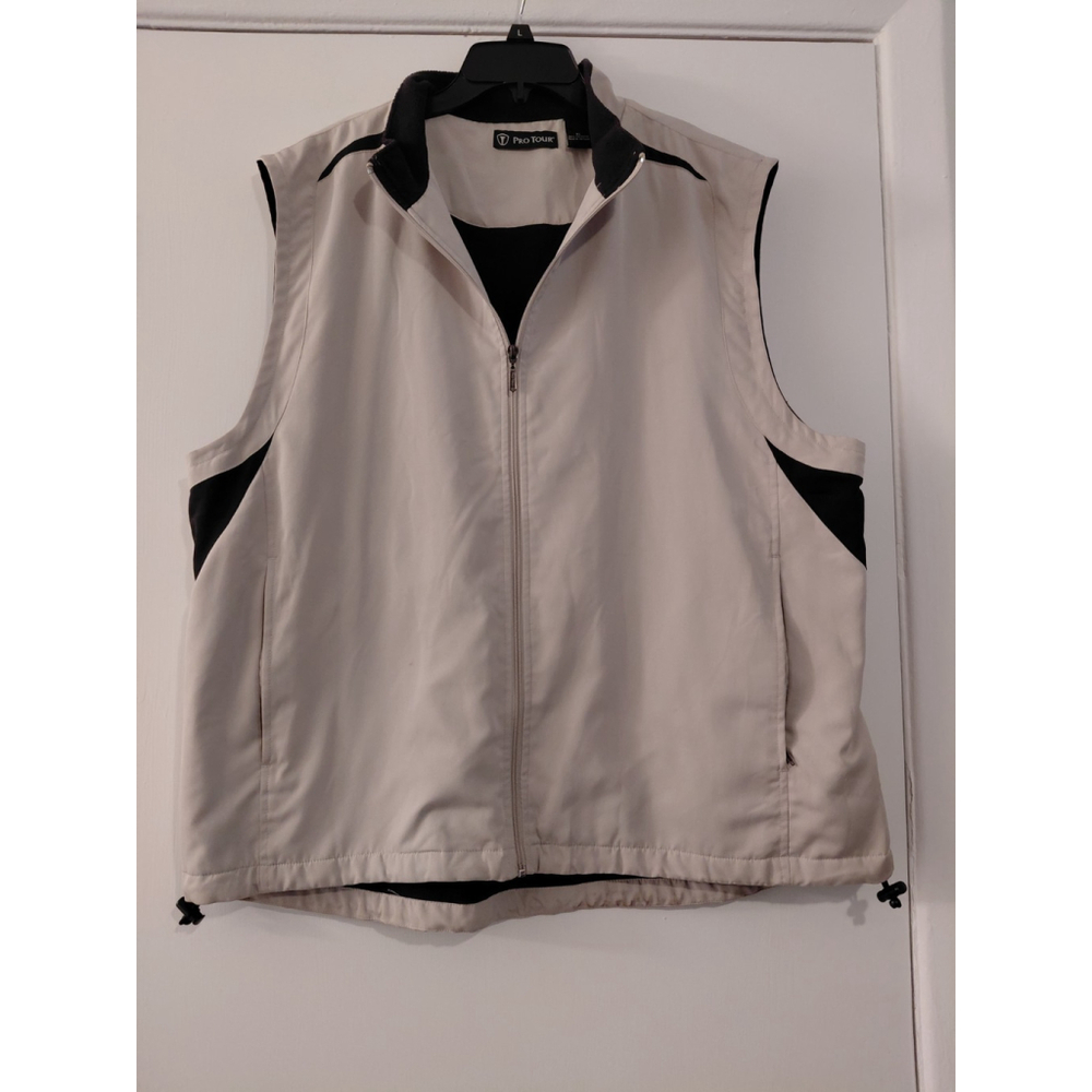 Pro Tour Men's Golf Windbreaker Pullover Vest XL, V-Neck, Coolplay EUC Tan